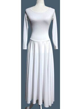 Body Wrappers White Maxi Dress Womens S Long Sleeve Whimsy Fairy Dance Ballet Po